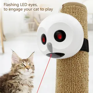 2024 Nova coruja brinquedo elétrico para gato LED brinquedo laser automático gato laser com 2 baterias AA