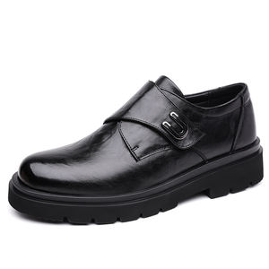 Uniforme pour homme, chaussures habillées, chaussures moine, mocassins, mocassins Oxford, bas crochet et boucle, cuir formel, bout rond, décontracté - Product Image 1
