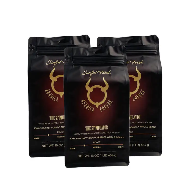 맞춤형 파라 카페 볼사스 포장 2kg 맞춤형 12 온스 16 온스 매트 블랙 커피 백 (밸브 포함)