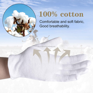 Bán Buôn 100% Cotton Chất Lượng Cao Có Thể Giặt Chống-Trượt Cứng Mặc Tẩy Trắng Dệt Kim Màu Trắng Cotton Tay An Toàn Làm Việc Găng Tay - Product Image 2