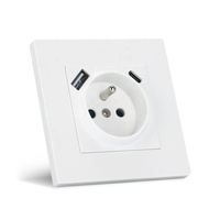 Prise murale française 2P+T standard européenne avec cadre en plastique PC blanc, noir, gris, or, avec ports de charge USB Type-A et Type-C