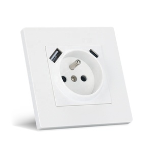 <strong>White</strong> Black Grey Gold PC Plastic Frame EU Standard French 2P+T Wall Socket with Type-A Type-C Charging USB <strong>Ports</strong> - Product Image 6