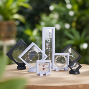 3D Floating Jewelry Display Boxes Transparent Plastic Frame Earrings <b>Necklace</b> Bracelet <b>Storage</b> Stand Showcase Display Case - Product Image 3