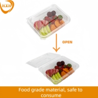 Wegwerp bioafbreekbare PLA plastic vierkante clamshell transparante fruitcake verpakking doos met aangepast logo voor supermarkt vers producten