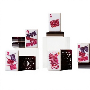 Jeu de tuiles de Mahjong américaines en acrylique, pliable, design moderne de luxe, motif tête de mort, pièces de jeu de Mahjong personnalisées imprimées pour les jeux de société - Product Image 2