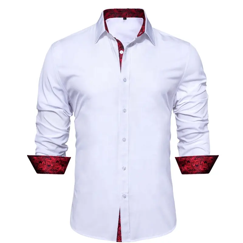 China Fabricante Men's Long Sleeve Plain Business Casual Slim Fit Vestido Camisa Sólida Branco Formal Trabalho Camisas De Escritório Para Homens