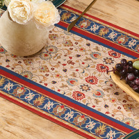 Nappe ethnique Aodu, chemin de table floral Paisley, franges à pompons, style bohème rustique, décoration de table à manger, vente en gros usine