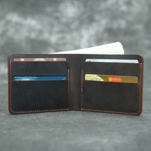 <span class=keywords><strong>Portafoglio</strong></span> Classico Minimalista Vintage in Vera Pelle di Vacchetta Crazy Horse, Corto Orizzontale e <span class=keywords><strong>Verticale</strong></span>, <span class=keywords><strong>Piccolo</strong></span> Portamonete Unisex - Product Image 1