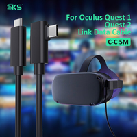 Câble USB C vers USB C de 5 m à angle de 90 degrés pour casque VR, cordon de charge rapide Type C de 5 mètres compatible avec Meta Quest 3/2Pro