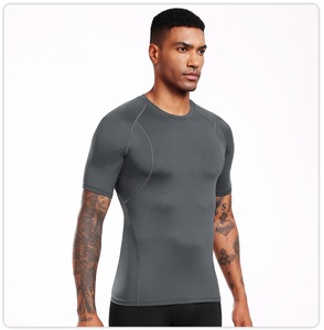 Maglietta a Compressione da Uomo Elastica ad Asciugatura Rapida per Corsa e Basket, T-shirt Sportiva a Maniche Corte Aderente per Fitness - Product Image 2