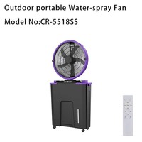 18-Zoll-Solarventilator mit Solarpanel, wiederaufladbarer Nebelventilator mit LED-Licht, Sprühventilator für den Außenbereich und Haushalt