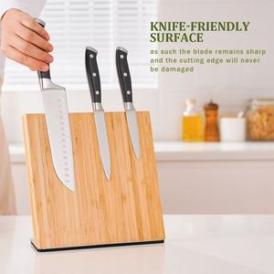 Portacuchillos magnético de bambú, soporte vertical para encimera de cocina, bloque de cuchillos cuadrado de madera maciza multiusos para cuchillos - Product Image 3