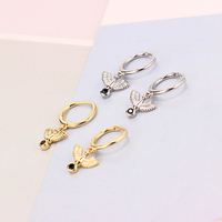 Boucles d'oreilles en forme de colombe blanche pour femme, haute qualité, plaqué or 18k