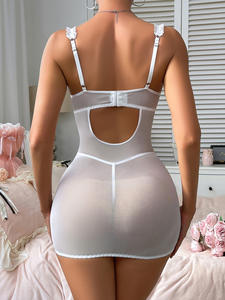 Robe sexy à bretelles avec dentelle florale exquise - <span class=keywords><strong>Ensemble</strong></span> de <span class=keywords><strong>lingerie</strong></span> avec body et string pour un look <span class=keywords><strong>glamour</strong></span> - Product Image 3