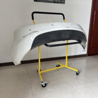 Support de pare-chocs de voiture professionnel en acier durable réglable, revêtement poudré, pour réparation de peinture automobile, avec roulettes verrouillables, antirouille