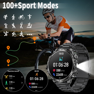 Montre connectée robuste BWAK75 (2 bracelets) de 1,9 pouce pour hommes avec lampe torche, fonction d'appel, étanche, tracker d'activité physique, compatible iOS et Android - Product Image 4