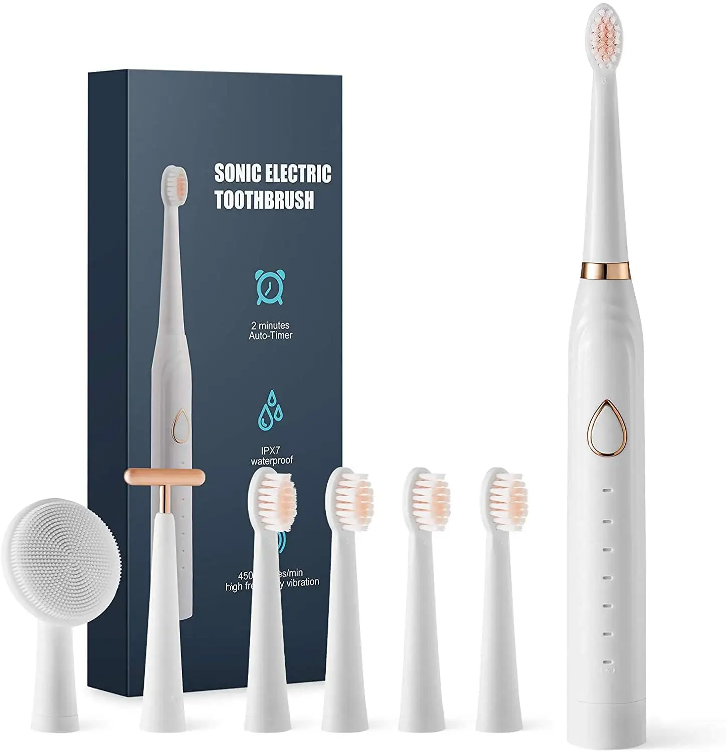 USB Rechargeable Powerful Sonic Cleaning Electric Toothbrush 45000 VPM smart toothbrush with 6 Modes