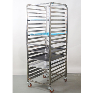 Chariot à 16, 18, 32, 64 plateaux, chariot à pain robuste en acier inoxydable, chariot de boulangerie pour four rotatif - Product Image 1