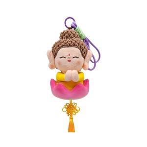 Porte-clés en peluche Bouddha Maitreya 15 cm, poupée en peluche douce, pendentif Lotus pour sac ou décoration de voiture - Product Image 5