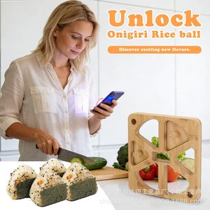 Bamboo Rice Ball <b>Mold</b> Triangle Shape Natural Wood Color For Sushi Making Household Use - Product Image 4