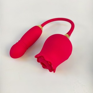 Rose Flower Shaped Silicone Dildo Vibrator Woman's Thrusting Tongue <b>Extension</b> Sex Toy with Clit Sucking Feature - Product Image 6
