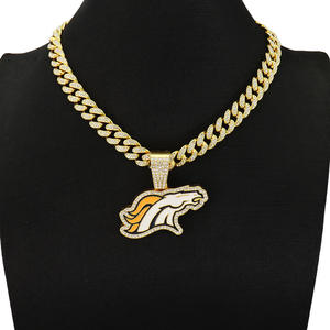 Collar con Colgante de Equipo de Fútbol Americano <span class=keywords><strong>Mustang</strong></span> Pintado, Cadena Cubana, Estilo Hip-Hop para Hombre, Gran Venta - Product Image 3