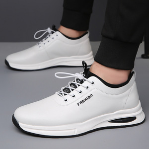 Zapatillas Deportivas de Piel Blancas para Hombre, con Cordones, Estilo Casual, Suela Suave, Estilo Deportivo, Hechas en Wenzhou - Product Image 1