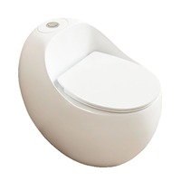 Nouvelle toilette compacte en céramique en forme d'œuf, à siphon, entièrement émaillée, monobloc, à poser au sol, siphon en P, facile à nettoyer, pour hôtels