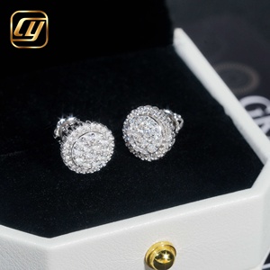 Pendientes de Lujo con Moissanita Chapados en Oro Rosa de 18K, Corte Brillante Redondo, Microincrustaciones, Unisex, para Uso Diario - Product Image 3