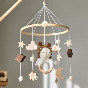 Angelo bambino Mobile in <span class=keywords><strong>legno</strong></span> Crochet vivaio decorazione con giocattolo musicale morbido feltro giocattoli per ragazze lettiera - Product Image 5
