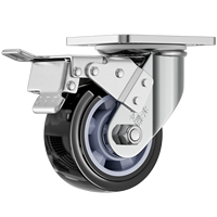 Roue pivotante robuste de 4 à 8 pouces avec bande de roulement en polyuréthane, capacité de charge de 260 kg, roulement à billes, frein, chariot industriel, entrepôt