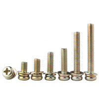 Vis à tête cylindrique cruciforme en acier au carbone galvanisé GL, classe de résistance 4.8, 8.8, 10.9, 12.9, bleu, jaune, blanc, assemblée avec une rondelle