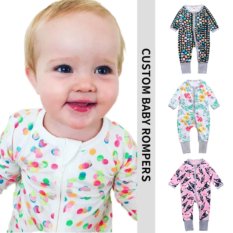 Individueller solider Bambus Baumwolle Reißverschluss Baby Strampler Footie Pyjamas Neugeborenes Babykleidung Sommer kurz Unisex Schwimmbikini gestrickt