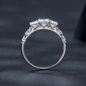 Anello di pizzo Moissanite 925 argento Sterling 3 pietra anello di loto D colore VVS1 EX diamante scintillante da donna fidanzamento GRA - Product Image 2