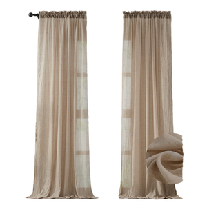 Cotton Textured Sheer Insulated Country Rustic Curtains Soft <b>Light</b> Filtering Rod Pocket Crepe Drapes Natural <b>Rope</b> for Living - Product Image 1