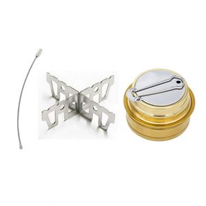 Réchaud à alcool portable en acier inoxydable avec mini-brûleur extérieur durable et support croisé pour le camping et la cuisine en plein air - Product Image 3