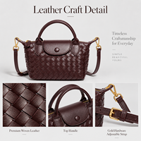 Sac à main en cuir pour femme, sacs à bandoulière en PU tressé, mini sac avec fermeture éclair, logo personnalisé OEM, vente en gros directe usine