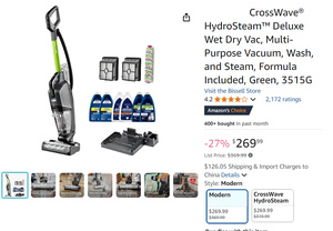 Bissells <span class=keywords><strong>CrossWave</strong></span> HydroSteam Deluxe Wet Dry Vac, <span class=keywords><strong>aspirateur</strong></span> multi-usages, lavage et vapeur, formule incluse, Gre Détails du produit - Product Image 2