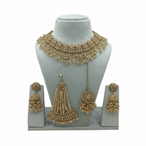 Royal White Alloy Ethnic Pearl Kundan Bridal <b>Set</b> Heavy Gold Plated Choker Handcrafted Engagement Wedding Anniversary Party Gift - Product Image 2