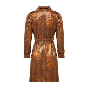 Abrigo de Gabardina de Diseñador con Cinturón Personalizado 2025 para Mujer, Abrigos de Gabardina de Cuero con Estampado de Serpiente, Elegantes y de Lujo para Invierno 2025, Tallas Grandes - Product Image 2