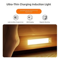 Bande LED ultra-fine à détecteur de mouvement pour armoire, avec installation magnétique, télécommande, intensité variable, 3 températures de couleur, pour armoire, cuisine, maison