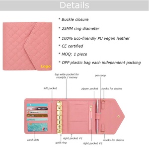 Yihe A7 galet matelassé <span class=keywords><strong>cuir</strong></span> Budget classeur organisateur 6 anneaux Bill argent portefeuille poche zippée mouche feuille espèces enveloppes <span class=keywords><strong>sac</strong></span> disponible - Product Image 5