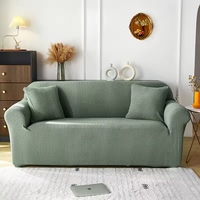 Housses élastiques de couleur unie pour canapé 3/4 sièges-Housses en polyester lavables extensibles au design moderne