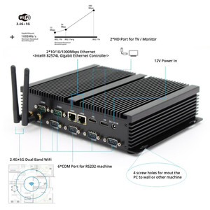 Không Quạt Công Nghiệp Mini PC Intel Celeron 2955U/core i3 4005u/i3 5005U/i5 4200u/I7 4500U CPU <span class=keywords><strong>Dual</strong></span> <span class=keywords><strong>Lan</strong></span> giá rẻ máy tính mini - Product Image 4