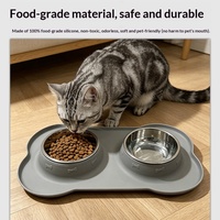 Gamelle double pliable en silicone de qualité alimentaire pour animaux de compagnie – Dispositif portable pour l'alimentation et l'hydratation des chats et chiens – Gamelles pliables pour animaux de compagnie