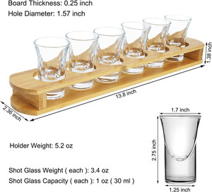 Soporte de Bambú Personalizado para 6 Vasos de Chupito, Bandeja de Exhibición y Almacenamiento con Base Resistente, Vasos de Chupito con Soporte de Madera - Product Image 4