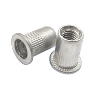 Écrous à riveter moletés à tête plate en aluminium M3 M4 M5 M6, inserts filetés à extrémité ouverte pour l'assemblage de tôles minces