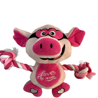 Jouets en peluche pour chiens, cochons roses masqués, jouet interactif avec cordes en coton, soulagement de l'anxiété, design mignon, utilisation intérieure/extérieure