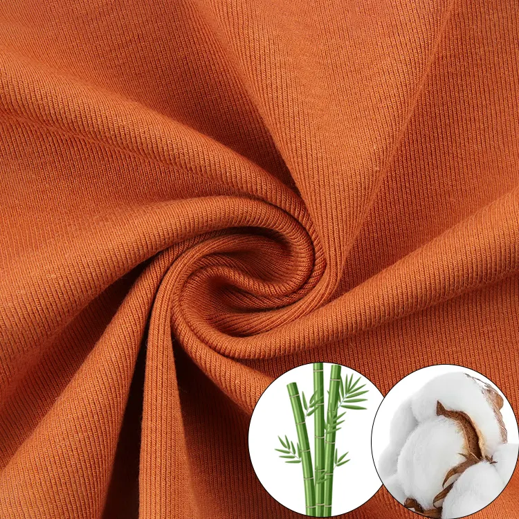 Bán buôn 40S 320gsm đan 68% sợi tre 27% Cotton 5% Spandex Jersey vải cho quần áo trẻ em