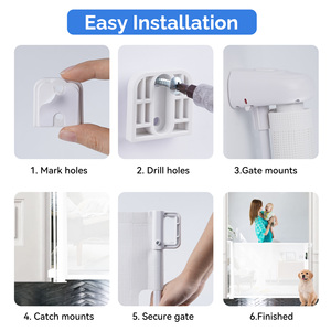 Barrière de sécurité rétractable pour bébé, barrière de sécurité en maille pour chiens et animaux domestiques, barrière de sécurité murale pour escaliers, portes, couloirs, clôture de protection pour enfants et animaux domestiques - Product Image 4
